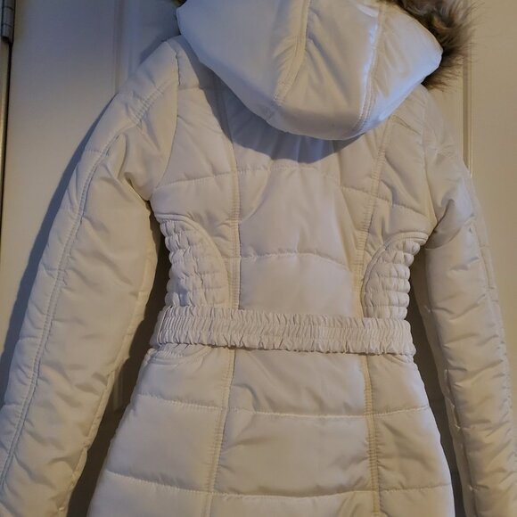 Rampage XS White Puffer Coat Removable Faux Fur Trim Hood - Picture 3 of 12